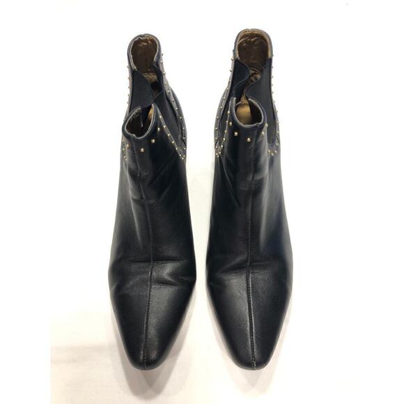 Stefani Size 8.5 Black Leather Studded Booties - Picture 2 of 2